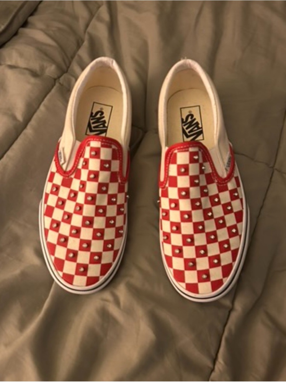 Vans Kids Red and White Checker Slip-On Sneakers